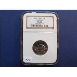 2005 25 c KANSAS MS 67 NGC QUARTER