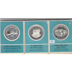 3 SILVER ROUNDS COMMEMORATIVE CLAD VERY LOW MINTAGE
