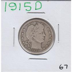 1915 D SILVER BARBER QUARTER