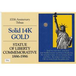 SOLID 14 KARAT GOLD LIBERTY COMMEMORATIVE