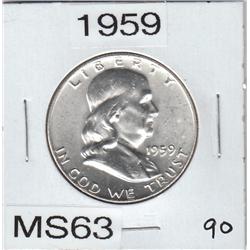 FLASHY 1959 FRANKLIN HALF MS 63