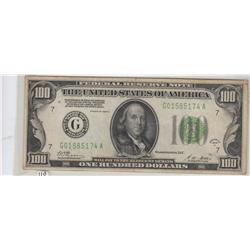 $100 REDEEMABLE IN GOLD 1928 GREEN SEAL