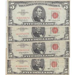 4 $5 1963 RED SEALS