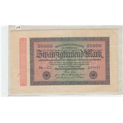 20,000 GERMAN MARK CURRENCY 1923