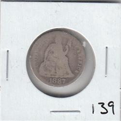 1887 SEATED DIME