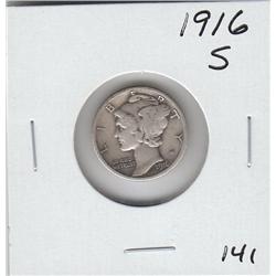 1916 S MERCURY DIME  SOLID MID GRADE