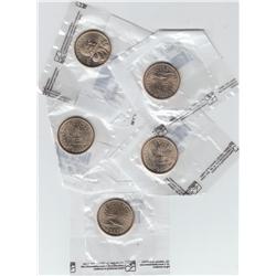 MIXED DATES SEALED SACAGAWEA DOLLARS 5 TOTAL