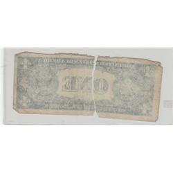 $1 REAL SPLIT BILL BLANK BACK TORN IN 2 MAN MADE ERROR NEAT ITEM