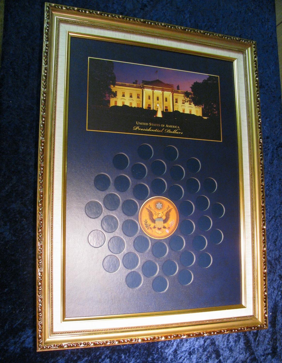 764. Large GoldTrimmed Frame for Presidential Dollars.
