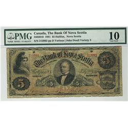 The Bank of Nova Scotia 1881 $5 212992 CH-550-20-10  PMG VG10