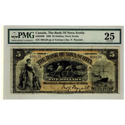 The Bank of Nova Scotia 1908 $5 408139  CH-550-28-08 PMG VF25, rare this nice.