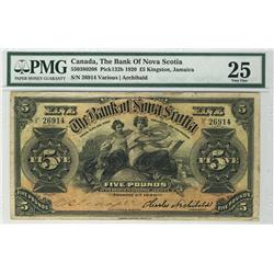The Bank of Nova Scotia 1920 5Pounds Kingston Jamaica 26914 CH-550-38-02-08 PMG VF25