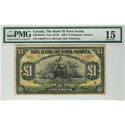 The Bank of Nova Scotia 1930 1Pound Kingston Jamaica 548370 CH-550-38-04-04 PMG F15