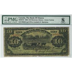 The Bank of Ottawa 1906 $10 080624 CH-565-20-10  PMG VG8, only 2 examples known.  Very rare.