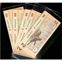 1986 $2 BC-55a #AUH & AUG issues.  Includes 3 consecutive runs.  Also includes an AUJ and AUH exampl