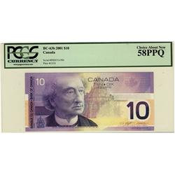 2001 $10 BC-63b FEE0714390 PCGS AU58PPQ
