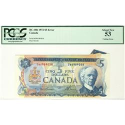 ERROR 1972 $5 BC-48b SW6989058 Cutting Error PCGS AU53
