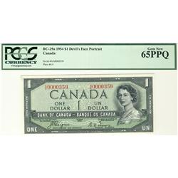 Low Serial Number 1954 $1 Bc-29a A/A0000359 PCGS UNC65PPQ Low serial number