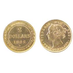Gold Nfld 1882H $2 ICCS MS63PQ, great strike with strong lustre.  A lovely example.  Scarce.