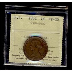 Nova Scotia 1862 1¢ ICCS VF20