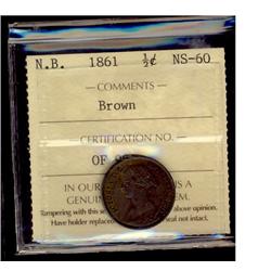 New Brunswick 1861 1/2¢ ICCS MS60, Brown