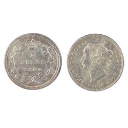 New Brunswick 1864 5¢ Large 6 ICCS EF40, nice example of this scarce variety!