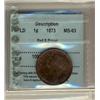 Image 1 : Nfld 1873 1¢ CCCS MS63RB.