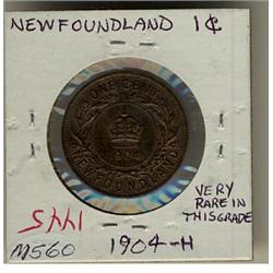 Nfld 1904H 1¢ MS60 Red/Brown, a nice example.  Scarce
