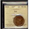 Image 1 : Nfld 1929 1¢ ICCS MS64 Red, 90% red lustre