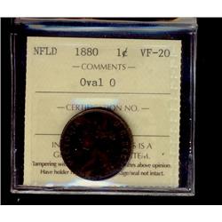 Nfld 1880 1¢ Oval O ICCS VF20.