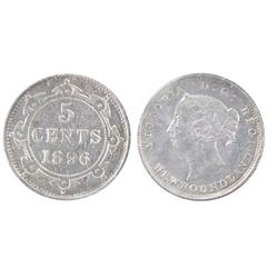 Nfld 1896 5¢ ICCS AU58. Nice type coin.