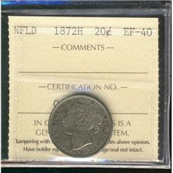 Nfld 1872H 20¢ EF40.