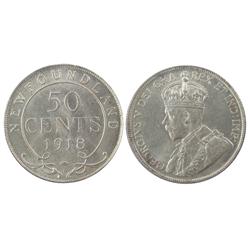 Nfld 1918c 50¢ ICCS MS65, fully brilliant and lustrous.  Scarce this nice.