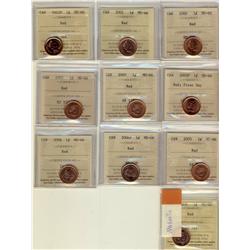 2000 1¢, 2001, 2002P, 2005P First day, 2005(3), 2006P, 2006 & 2009 ICCS MS66RD.  Lot of 10 coins.