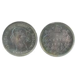 1885 5¢ 5/5 ICCS AU58, rare in this condition.  Superbly toned.