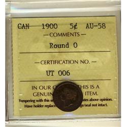 1900 5¢ Round 0 ICCS AU58.