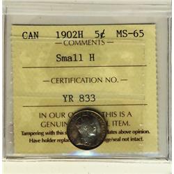 1902 Small H ICCS MS65, flashy toning.  A true GEM!