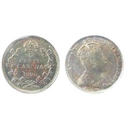 1906 5¢ ICCS MS65.  Tough date for grade. Intense green shades.