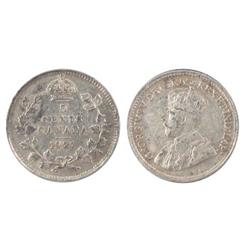 1921 5¢ ICCS EF40, well struck with some lustre, lightly toned. Rare and desirable.