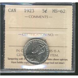 1923 5¢ ICCS MS62.