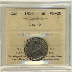 1926 5¢ Far ICCS VF20.