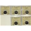 Image 1 : 1942 5¢ Nickel, 1946, 1947, 1955 & 1957 ICCS MS64.  Lot of 5 coins.
