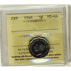 1946 5¢ ICCS MS64.
