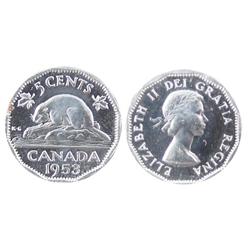 1953 NSF, NEAR LEAF (MULE) 5¢ ICCS SP-64 HEAVY CAMEO.  Very rare.