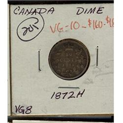 1872H 10¢ VG-10, problem free.