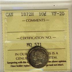 1872H 10¢ ICCS VF20.