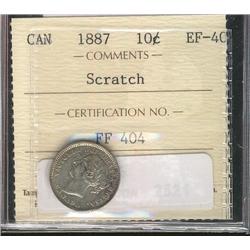 1887 10¢ ICCS EF40.  Designated with scratch.
