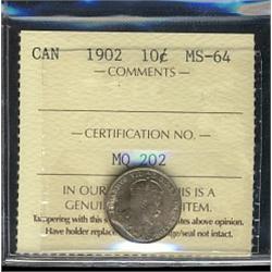 1902 10¢ ICCS MS64, attractively toned.  Very nice example.