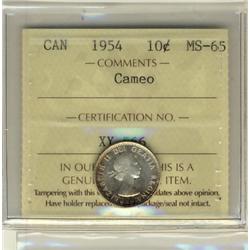 1954 10¢ ICCS MS65 Cameo.