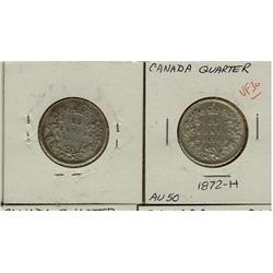1872H & 1874H 25¢ ICCS VF30.  Lot of 2 coins.